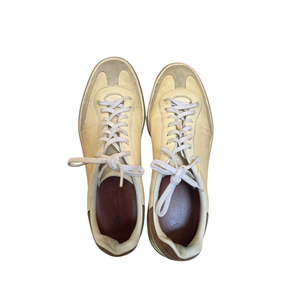 Loro Piana Tennis Walk Leather Retro Low Top Butter Yellow Sneakers sz
44 US 11